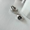 Plata Esterlina 925 Vintage Anillo de Cruz Grueso Multicapa Antiguo Anillo para Dedo Anillo de Cola Simple Combinable para Hombres y Mujeres