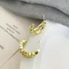 Nuevos Pendientes de Aro Cuadrados Coreanos con un Diseño de Moda, Pendientes Metálicos Minimalistas Famosos en Internet en Forma de C con Cierres de Plata 925