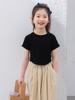 Camiseta Curta de Tricô para Meninas 2025 Verão Novo Estilo Infantil Sexy Slim Manga Curta Gola Redonda Top Interno