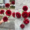 Nova Flor Dália Artificial de Casamento de Fabricante de Comércio Exterior, 6 Cabeças de Flores de Dália Pequenas, Flores Falsas para Decoração de Corredor de Casamento com Cores de Outono