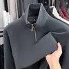 Sudadera de Terciopelo Doble Cara para Hombre, Top Básico de Media Cremallera para Primavera y Otoño, Cuello Alto Casual, Camiseta Cálida de Manga Larga para Hombre