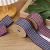 Cinta de Cuadros de Color Contrastante Estilo Británico Lazo Hecho a Mano DIY Accesorios para el Cabello Accesorios para Ropa Cinta para Cajas de Regalo Envoltura de Flores