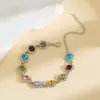 Collar de Pedrería Multicolor Transfronterizo Personalizado Temperamento Collar de Piedras Preciosas Personalizado Diseño de Nicho de Lujo Ligero Cadena de Clavícula de Gama Alta