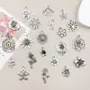 20 Flores Antiguas de Plata Mixtas Caladas Colgantes de Aleación de Rosa Accesorios para Joyería Hecha a Mano DIY Colgantes para Pendientes