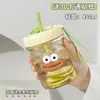 [Vidrio Espesado] Taza Portátil Linda de Alto Valor con Tapa para Popote Taza de Agua Boca Grande Pegatina