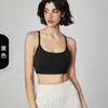 Top de tirantes finos para fitness y yoga con almohadillas en el pecho integradas, sujetador deportivo de copa fija