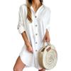 2024 estación independiente AliExpress Amazon explosiones otoño casual manga larga solapa abotonada camisa vestido ropa de mujer