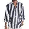 Camisa de Rayas de Manga Larga para Hombre Nueva con Estampado Digital y Secado Rápido, Disponible Exclusivamente para Ventas Transfronterizas