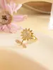 Anillo para Mujer Girasol Circonita Nueva Entrada Lujo Ajustable Anillo para Mujer Simple Pequeño Fresco Gama Alta Abierto