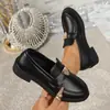 Estilos Nuevos Transfronterizos Europeos y Americanos Primavera y Otoño Transfronterizo 2026 Estilo Británico Zapatos Mocasines de Tacón Grueso para Mujer Comercio Exterior Bajos Pequeños Venta al por Mayor Tallas Grandes