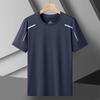 Camiseta de secagem rápida para fornecimento transfronteiriço, alta elasticidade, manga curta, respirável, seda gelada, gola redonda, masculina, esportiva, para corrida, ao ar livre, proteção solar