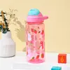2025 Nuevo Transfronterizo TEMU-SHEIN Taza de Agua con Dibujos Animados para Niños Boca de Succión de Silicona de Plástico Portátil para Estudiantes Hombres y Mujeres