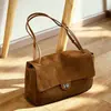 Bolso retro de ante para mujer europeo y americano, gran capacidad, bolso con solapa para el día a día, ante suave, bolso de hombro, bolso cruzado, superventas transfronterizo