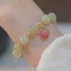 Pulseira Ágata Pêssego Luz de Luxo Queimando Acácia * Jade Hetian Retrô Design Nicho Luxo Leve Feminino BFF Mãe