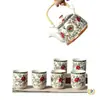 Juego de Té para el Hogar de Porcelana Azul y Blanca Retro con Filtro Tetera Cerámica Tazas de Té Olla con Asa Juego de Té