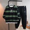 Conjunto de Sudadera Rayada Nuevo para Niños Otoño 2026 Moda Primavera y Otoño Casual Ropa Deportiva Conjunto de Dos Piezas para Niños Mayores Moderno