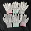 Guantes de palma recubiertos de PU para dedos, nailon de trece agujas, fibra de carbono, revestimiento antiestático, guantes de trabajo adhesivos