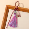 Chaveiro de borla feito à mão, nó de milho degradê estilo chinês, acessório de pingente de borla trançada DIY, atacado