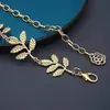 Cadena de Cintura Exquisita de Aleación de Oro con Forma de Hoja Europea y Americana para Mujer, Cinturón Metálico para Ropa, Cadena de Cintura Simple y de Moda, Decoración de Cintura de Comercio Exterior