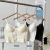 Camisola de encaje sexy estilo francés para mujer, chaleco interior con almohadilla para el pecho, ropa interior con espalda hermosa, prenda exterior adelgazante de corte entallado.