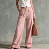 Colección nueva 2026 Amazon transfronteriza europea y americana: pantalones cómodos, de color liso, modernos, holgados, casuales, con cintura elástica, de pierna ancha para mujer