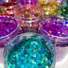 Lentejuelas hexagonales iridiscentes láser de 2.5 mm para manualidades DIY, Polvo de glitter para resina de 80 ml