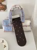 Meias Femininas de Algodão Puro Cor de Café Estilo Coreano Simples Versátil Meia-Calça, Estilo College Outono Inverno, Meias Slouch Tendência Sem Costura