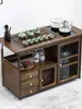 Casa Móvil Mesa Pequeña de Té Escritorio de Té Carrito de Té Sencillo Sala de Estar Balcón Tetera Mesa de Café Integrada Bandeja de Té Juego de Té