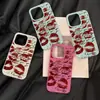 Funda Única de Labios Rojos Estampados para Pantalla Completa Adecuada para iPhone 17 Pro, Funda de Teléfono con Textura de Cuero, 17 de Cobertura Completa, 15 Suave con Agujero Grande
