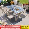 Conjunto de mesa e cadeira para exterior da Família Mo, pátio jardim, mesa de rocha esmaltada, mesa de chá de liga de alumínio para exterior, combinação de mesa e cadeira de luxo leve