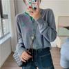Chamarra Suéter para Mujer, Nuevo Estilo Coreano, Estilo Suave, Suéter Tejido para Mujer con Parche de Corazón, Manga Larga, Cárdigan de Corte Holgado