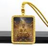 Tangka de Oro Semi-Pintado a Mano Montaña Jiuhua Bodhisattva Ksitigarbha Santo Patrón Colgante de Tangka Collar de Buda Portátil Venta al por Mayor