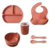 Venta Caliente Transfronteriza Juego de Platos para Bebé Suplemento de Comida para Bebé Plato y Tazón de Silicona Grado Alimenticio Vajilla de Alimentación para Niños Venta al por Mayor