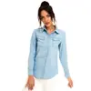 Ebay Amazon transfronteiriço europeu e americano quente novo lavado Jeans bolso irregular Jaqueta camisa jeans para mulheres
