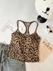 6119 # Top Regata Estilo Americano com Estampa de Leopardo Picante e Bojos, Seda Gelada de Verão, Modelagem Justa, Roupa de Exterior Sexy com Lindo Design nas Costas