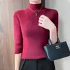 Suéter de Punto Nuevo para Mujer Otoño/Invierno 2026 Transfronterizo, Cuello Medio Alto, Corte Ajustado, Mangas de Tres Cuartos, Capa Base, Venta al por Mayor