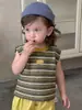 Roupas de Primavera para Bebê Menino Estilo Coreano, Conjunto de Duas Peças Fresco e Amigo da Pele para Meninos, Conjunto de Verão com Colete sem Mangas e Shorts que Realçam o Branco
