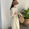 E-commerce Transfronteiriço 2026 Primavera/Verão Novo Estilo Coreano Estilo Preguiçoso Vestido de Manga Média Saia Longa Casual Solta que Cobre o Quadril