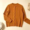 Cárdigan de punto trenzado con cuello redondo para mujer 2026 Otoño Invierno Nuevo Holgado Versátil Adelgazante Color Sólido Ropa de punto Ropa de abrigo Top