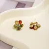 Pendientes Florales Coloridos Retro Estilo Coreano para Mujer, Versátiles, Pendientes de Alta Gama, Pendientes de Nicho Únicos y Elegantes