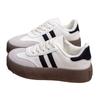 Sapatos de treinamento alemães de sola grossa forrados de lã feminina 2023 Novos sapatos casuais outono/inverno femininos Sapatos brancos femininos para todos os jogos Sapatos de algodão