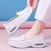 Sapatos de enfermeira com almofada de ar femininos quatro estações couro sola grossa antiderrapante sola macia respirável trabalho sapatos médicos femininos uma geração de cabelo