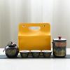 Bolsa de Couro Azul com Charme Antigo e Fragrância Delicada, Conjunto de Chá de Viagem, Copo Cerâmico Portátil de Preparo Rápido, Conjunto de Chá para Exterior, Presente de Bule