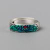 Nuevo Anillo de Loto para Mujer con Goteo de Pegamento Azul Quemado Dosel de Loto Rico Elegante Apertura Ajustable Estilo Étnico Moda Anillo Versátil