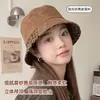 Sombrero de Pescador con Cordón de Retazos de Gamuza para Mujer, Sombrero de Cubo Vintage de Nicho con Estampado de Leopardo, Nuevo Estilo Otoño/Invierno, Único y Versátil