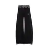 Estilo callejero americano, mezclilla cruda con diseño de estrella, pantalones de mezclilla holgados, unisex, corte limpio, pantalones largos rectos holgados, modernos