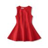 Vestido Retro de Verano de Color Puro con Cuello Redondo sin Mangas para Mujer Chica Francesa Cintura Ajustada Falda A-Line con Pliegues