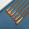 Pinceles para Pintura al Óleo de Nuevos Productos Transfronterizos Juego de 6 Piezas Pinceles para Gouache Acuarela Juego de Herramientas de Pintura Pinceles Planos Venta al por Mayor en Stock