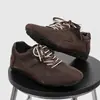 Zapatos de Entrenamiento Alemanes de Cuero de Color Sólido de Caña Baja con Cordones Zapatos de Correr Retro Modernos de Suela Plana Zapatos Casuales Modernos para Hombre Talla Grande