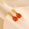 Pendientes de plata de ley S925 chapados en oro rojo del sur Pendientes Cadena Fideos de huevo Exquisitos Elegantes Elegantes Personalidad Una mujer